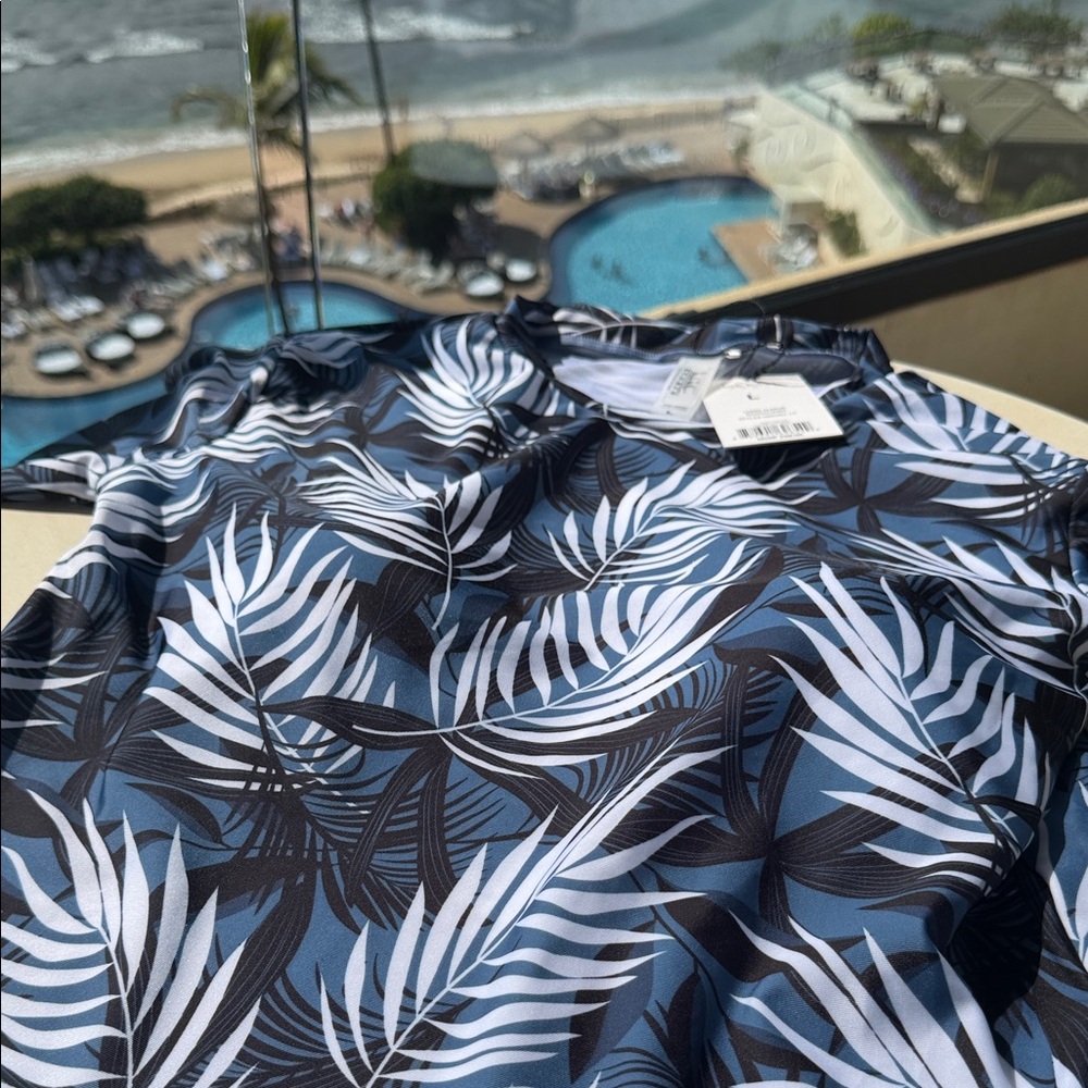 Huk Women's One Piece - Navy and White Leaf Design